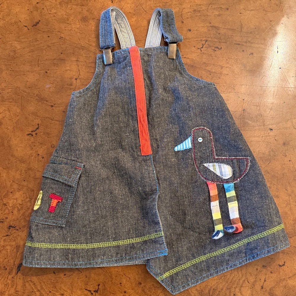 Catimini Striped Denim Overall dress 6 months